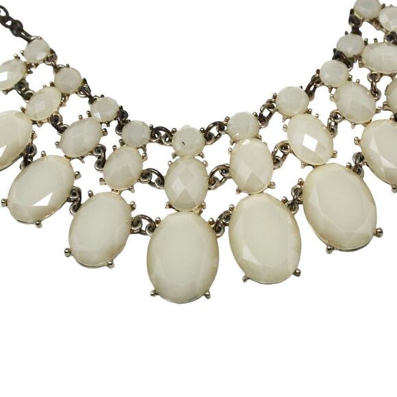 Vintage Bib Style Necklace w 3 Rows of Shiny Faceted Ovals 20" Long - Hey Viv - Picture 2 of 6